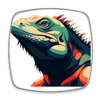 Iguana Cartoon Character Colorful Pet Animal - Square fridge magnet - white - Front