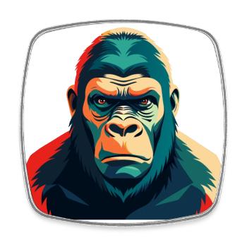 Gorilla Cartoon Figur Buntes Haustier Tier - Viereckiger Kühlschrankmagnet - Weiß - Vorne