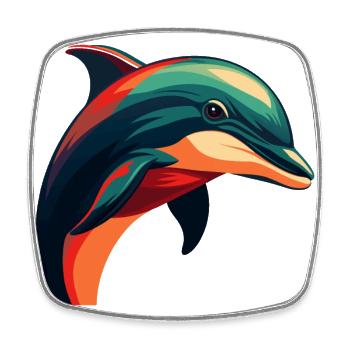 Dolphin Cartoon Character Colorful Pet Animal - Square fridge magnet - white - Front