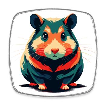 Hamster Cartoon Character Colorful Pet Animal - Square fridge magnet - white - Front