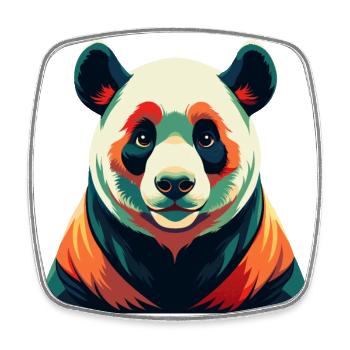 Panda Cartoon Figur Buntes Haustier Tier - Viereckiger Kühlschrankmagnet - Weiß - Vorne