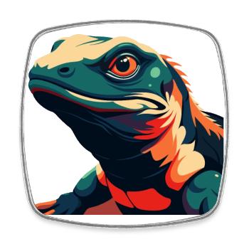 Lizard Cartoon Character Colorful Pet Animal - Square fridge magnet - white - Front
