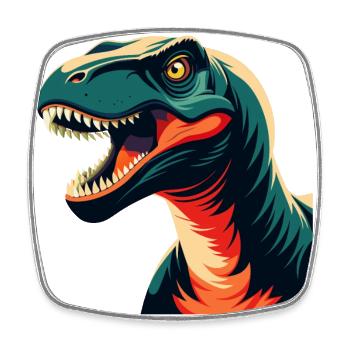 Dinosaurier Cartoon Figur Buntes Haustier Tier - Viereckiger Kühlschrankmagnet - Weiß - Vorne