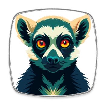 Lemur Cartoon Character Colorful Pet Animal - Square fridge magnet - white - Front