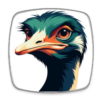 Ostrich Cartoon Character Colorful Pet Animal - Square fridge magnet - white - Front