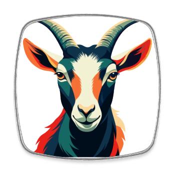 Goat Cartoon Character Colorful Pet Animal - Square fridge magnet - white - Front