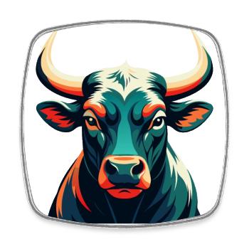 Bull Cartoon Character Colorful Pet Animal - Square fridge magnet - white - Front