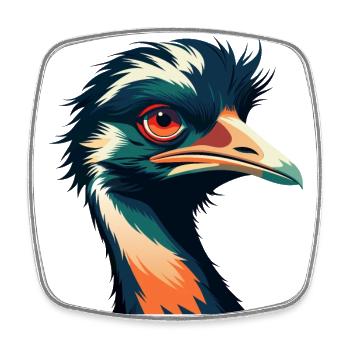 Emu Zeichentrickfigur Buntes Haustier Tier - Viereckiger Kühlschrankmagnet - Weiß - Vorne