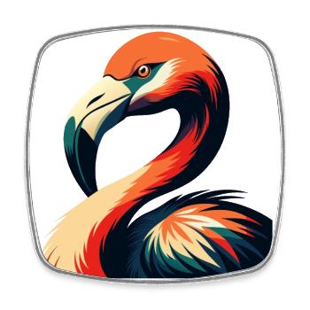 Flamant rose, personnage de dessin animé, animal de compagnie coloré - Magnet carré - blanc - Devant