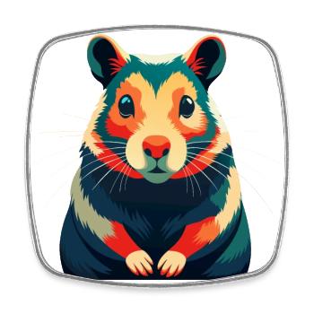 Hamster Cartoon Character Colorful Pet Animal - Square fridge magnet - white - Front