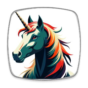 Unicorn Cartoon Character Colorful Pet Animal - Square fridge magnet - white - Front