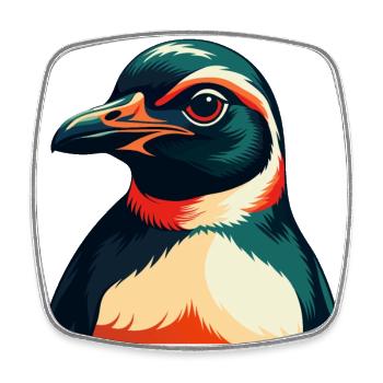 Pinguin Zeichentrickfigur Buntes Haustier Tier - Viereckiger Kühlschrankmagnet - Weiß - Vorne