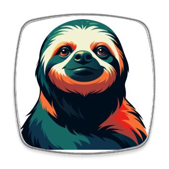 Paresseux Personnage De Dessin Animé Animal De Compagnie Coloré - Magnet carré - blanc - Devant