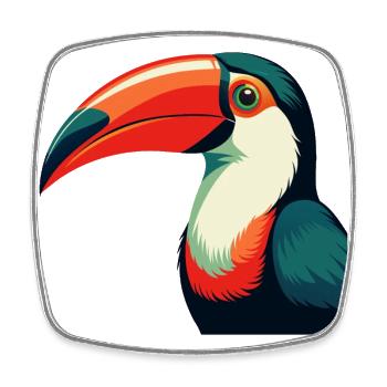 Toucan Cartoon Character Colorful Pet Animal - Square fridge magnet - white - Front