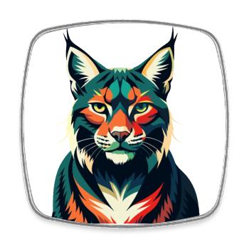 Luchs Zeichentrickfigur Buntes Haustier Tier - Viereckiger Kühlschrankmagnet - Weiß - Vorne