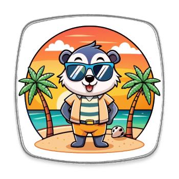 Dachs Lustige Cartoon Sommer Strand Sonnenbrille - Viereckiger Kühlschrankmagnet - Weiß - Vorne