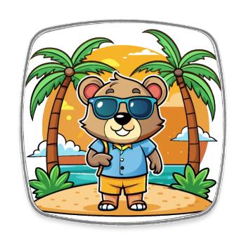Bär Lustige Cartoon Sommer Strand Sonnenbrille - Viereckiger Kühlschrankmagnet - Weiß - Vorne