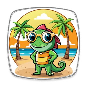Chameleon Funny Cartoon Summer Beach Sunglasses - Square fridge magnet - white - Front