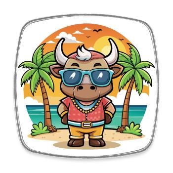 Bull Funny Cartoon Lunettes de soleil de plage d’été - Magnet carré - blanc - Devant