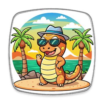 Anaconda Funny Cartoon Summer Beach Sunglasses - Square fridge magnet - white - Front