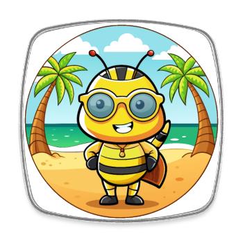 Bee Funny Cartoon Summer Beach Sunglasses - Square fridge magnet - white - Front