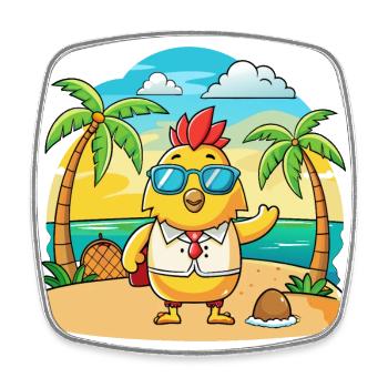 Chicken Funny Cartoon Summer Beach Sunglasses - Square fridge magnet - white - Front