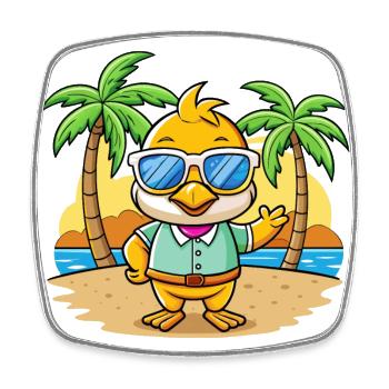 Duck Funny Cartoon Summer Beach Sunglasses - Square fridge magnet - white - Front