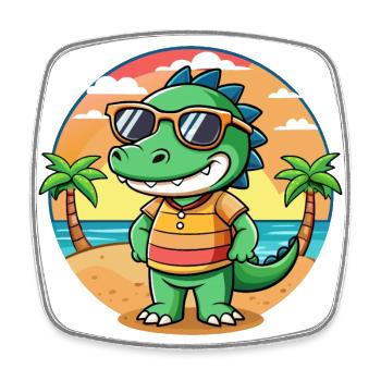 Krokodil Lustige Cartoon Sommer Strand Sonnenbrille - Viereckiger Kühlschrankmagnet - Weiß - Vorne