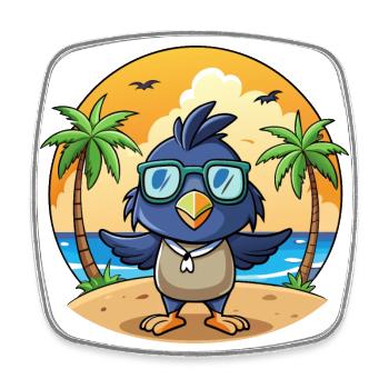 Krähe Lustige Cartoon Sommer Strand Sonnenbrille - Viereckiger Kühlschrankmagnet - Weiß - Vorne
