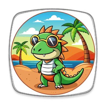 Iguane Lunettes de soleil de plage d’été de dessin animé drôle - Magnet carré - blanc - Devant