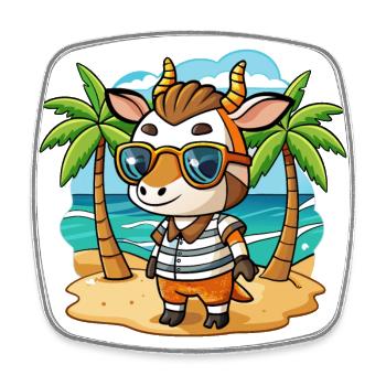 Okapi Funny Cartoon Summer Beach Sunglasses - Square fridge magnet - white - Front