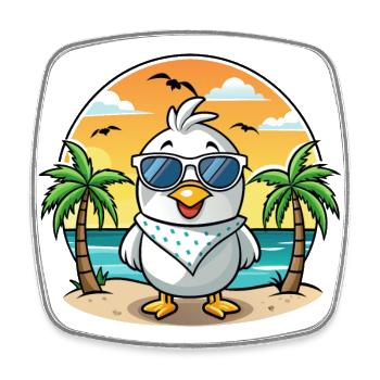 Albatross Funny Cartoon Summer Beach Sunglasses - Square fridge magnet - white - Front