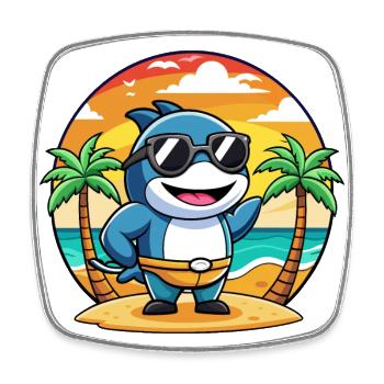 Lunettes de soleil de plage d’été de dessin animé drôle d’Orca - Magnet carré - blanc - Devant
