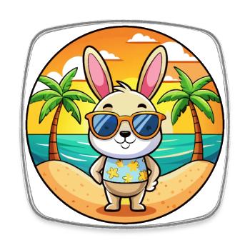 Rabbit Funny Cartoon Summer Beach Sunglasses - Square fridge magnet - white - Front