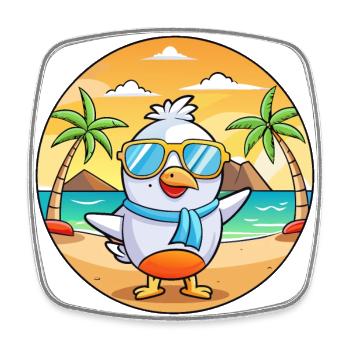 Seagull Funny Cartoon Summer Beach Sunglasses - Square fridge magnet - white - Front