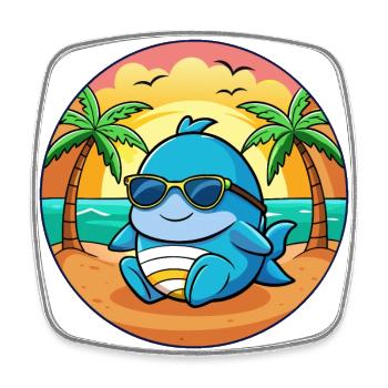 Lunettes de soleil de plage d’été de dessin animé drôle de baleine - Magnet carré - blanc - Devant