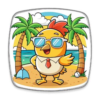 Chicken Funny Cartoon Summer Beach Sunglasses - Square fridge magnet - white - Front