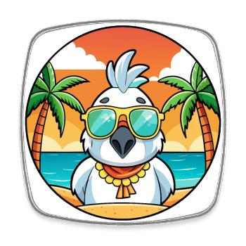 Kakadu Lustige Cartoon Sommer Strand Sonnenbrille - Viereckiger Kühlschrankmagnet - Weiß - Vorne