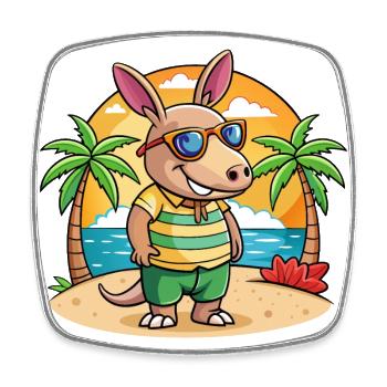 Aardvark Funny Cartoon Summer Beach Sunglasses - Square fridge magnet - white - Front