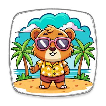 Bär Lustige Cartoon Sommer Strand Sonnenbrille - Viereckiger Kühlschrankmagnet - Weiß - Vorne