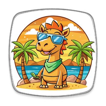 Camel Lustige Cartoon Sommer Strand Sonnenbrille - Viereckiger Kühlschrankmagnet - Weiß - Vorne