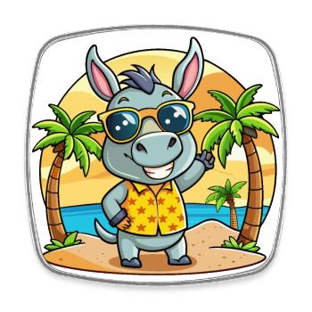 Donkey Funny Cartoon Summer Beach Sunglasses - Square fridge magnet - white - Front