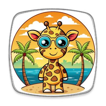 Giraffe Funny Cartoon Summer Beach Sunglasses - Square fridge magnet - white - Front