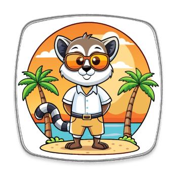 Lemur Funny Cartoon Summer Beach Sunglasses - Square fridge magnet - white - Front