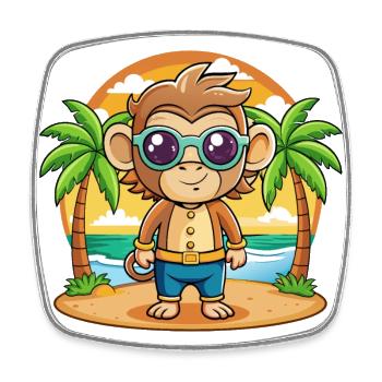 Affe Lustige Cartoon Sommer Strand Sonnenbrille - Viereckiger Kühlschrankmagnet - Weiß - Vorne
