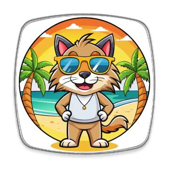 Lynx Funny Cartoon Lunettes de soleil de plage d’été - Magnet carré - blanc - Devant