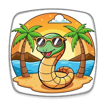 Snake Funny Cartoon Summer Beach Sunglasses - Square fridge magnet - white - Front