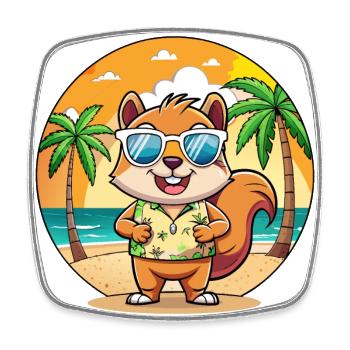 Écureuil Drôle Dessin Animé Plage Été Lunettes de soleil - Magnet carré - blanc - Devant