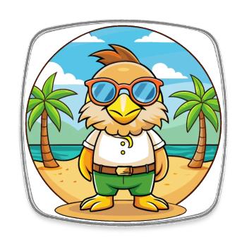 Eagle Funny Cartoon Summer Beach Sunglasses - Square fridge magnet - white - Front