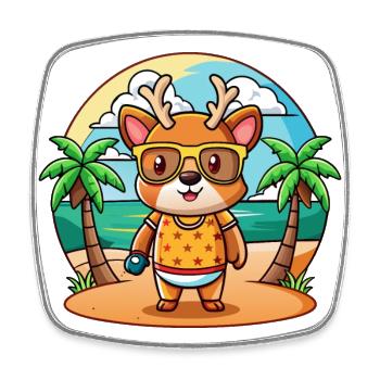 Deer Funny Cartoon Summer Beach Sunglasses - Square fridge magnet - white - Front